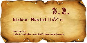 Widder Maximilián névjegykártya